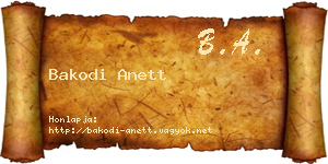 Bakodi Anett névjegykártya